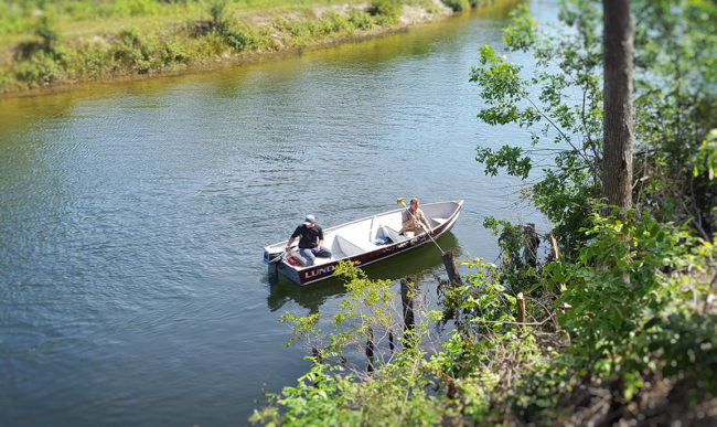 Shots locating old dock pilings